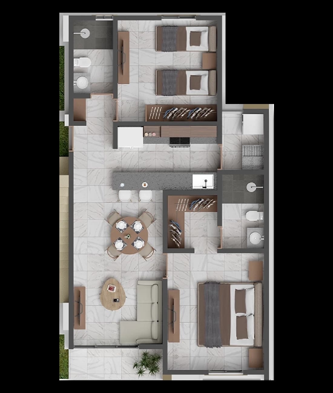 Plano 2 Recámaras — Valmira Cancún