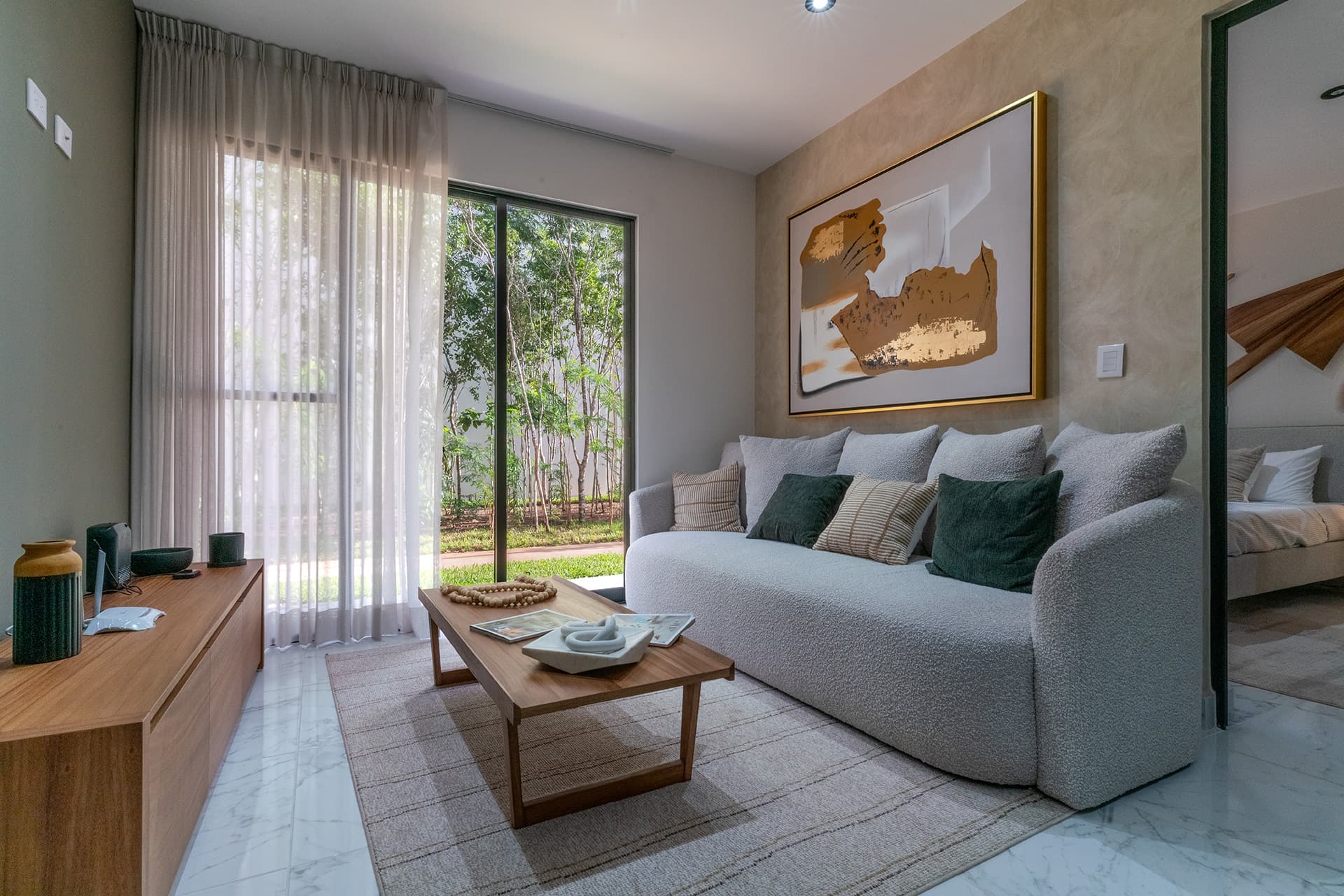 Sala de departamento equipado en Valmira Cancún