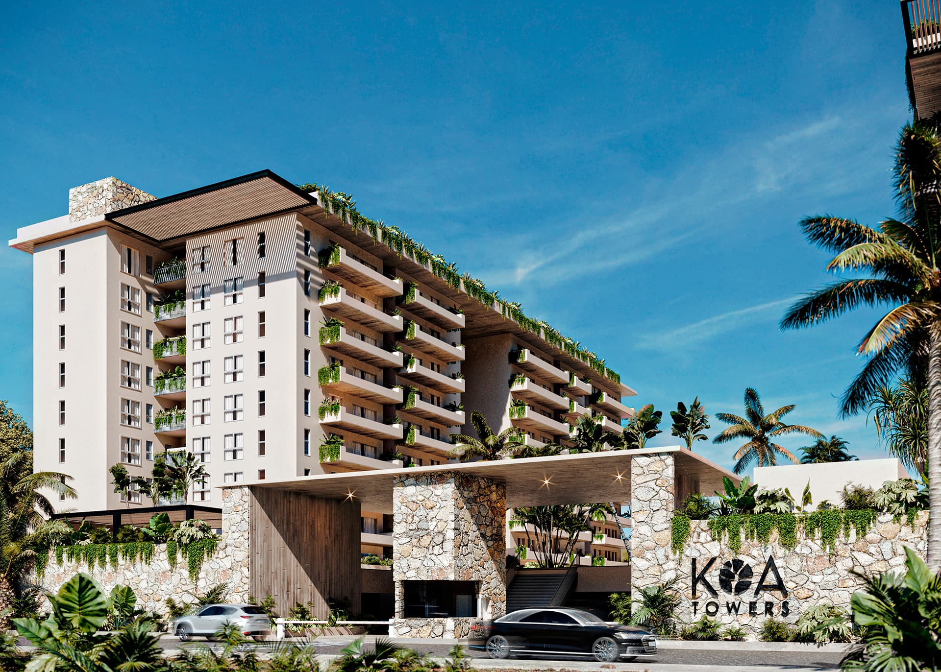Fachada de Koa, departamentos en Cancún