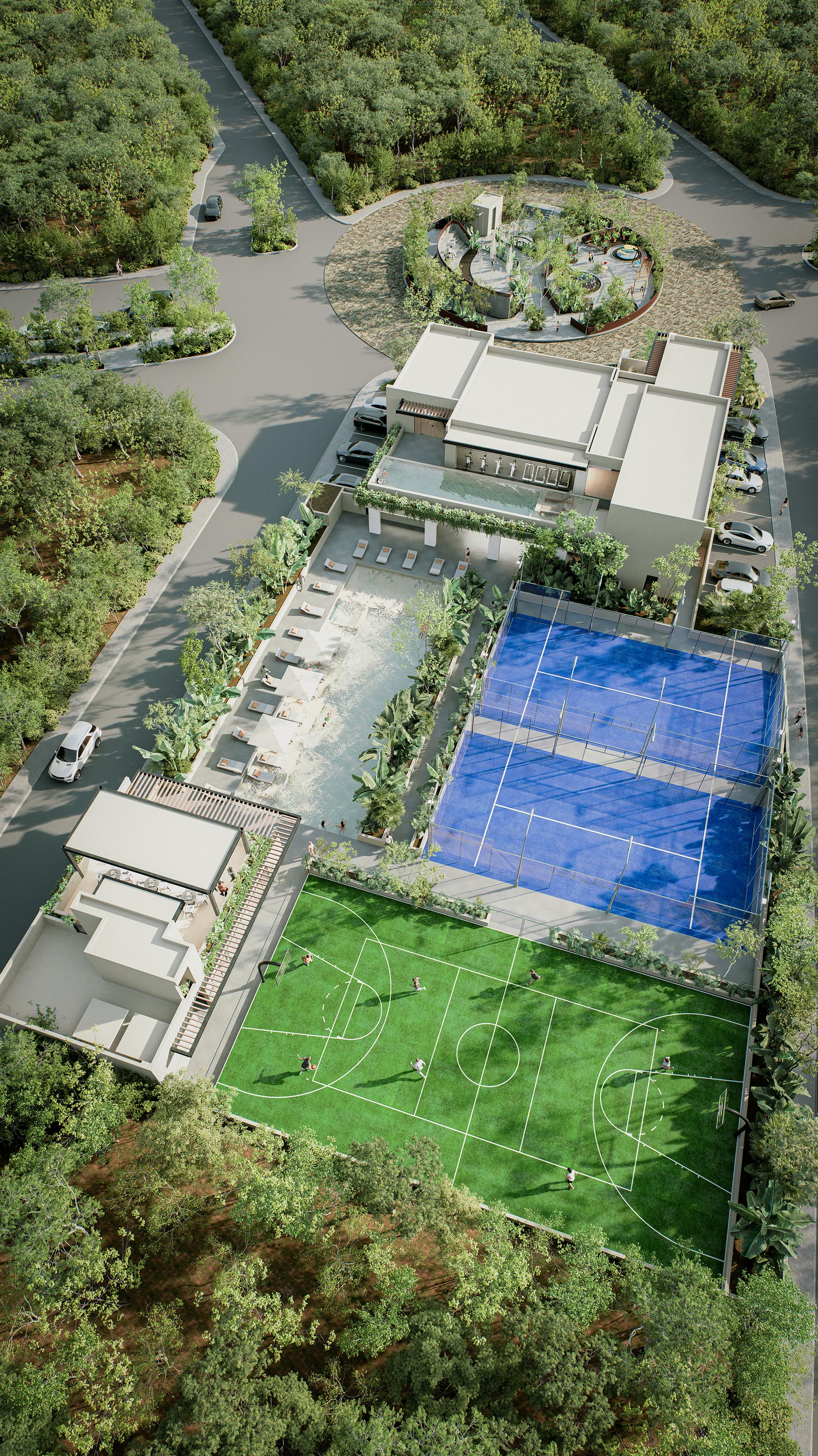 Casa club de Zienna, comunidad de lotes residenciales en Cancún